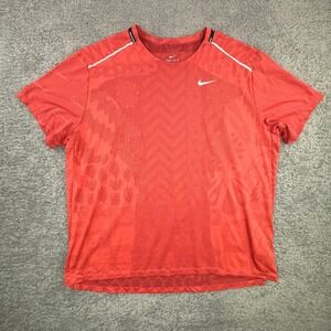 Nike Wild Run Dri Fit Men's XXL Red Athletic TCH KNIT TOP T-Shirt Running Gym